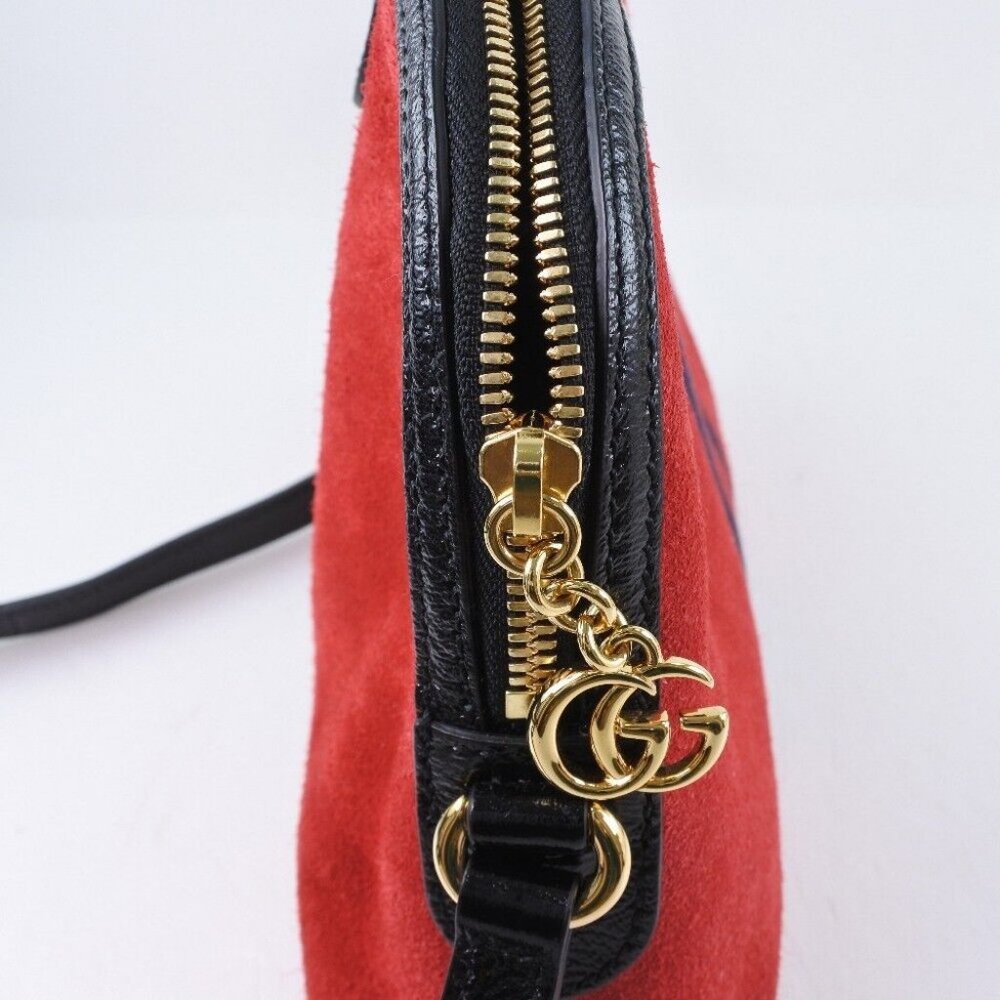 GUCCI Ofidia Shoulder Bag Hibisca Rubbed Dod Suede/leather - Picture 8 of 11